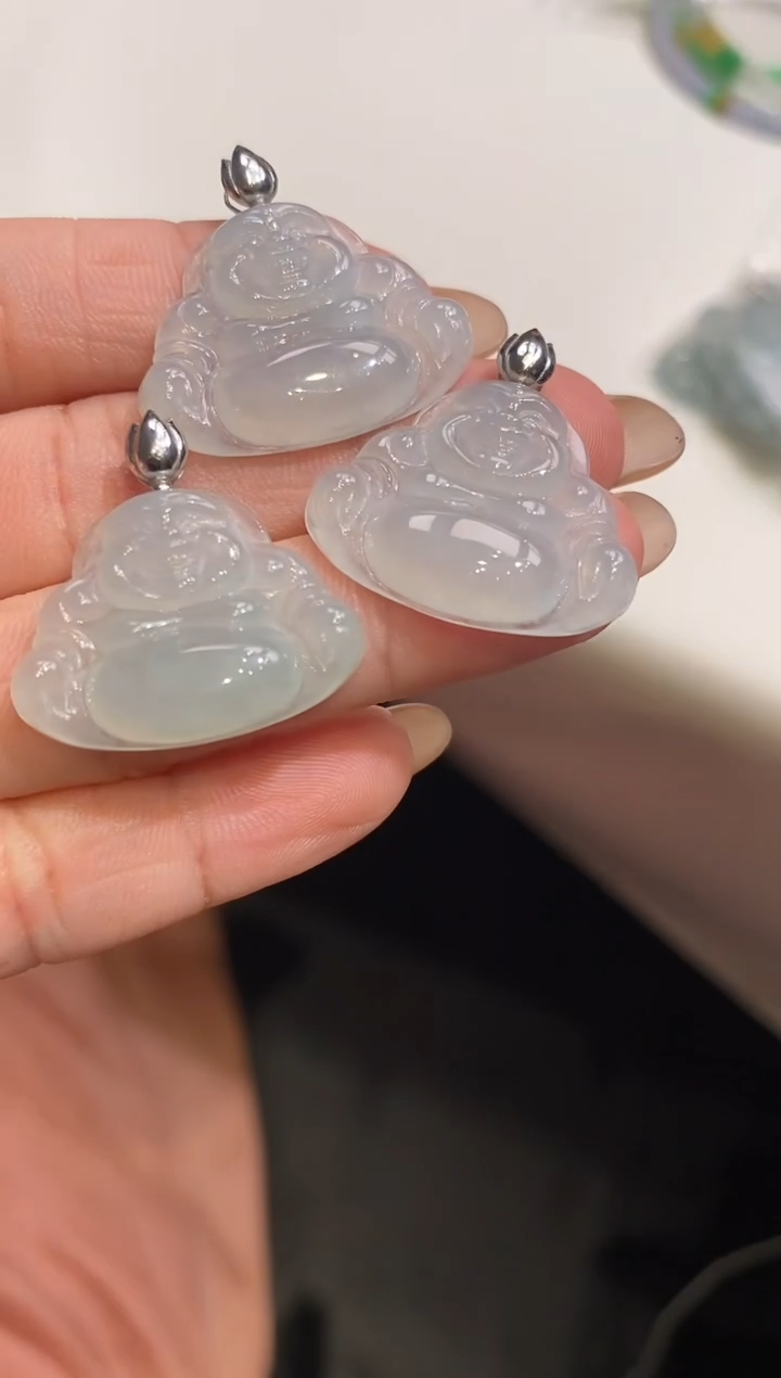 翡翠18K金镶嵌吊坠(不含链)佛公-多样性，发其一