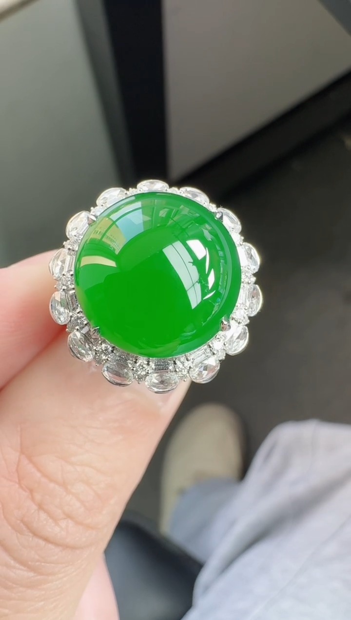 18K金镶嵌戒指翡翠萍*寄售回流，24小时鉴赏期（分单总价53888