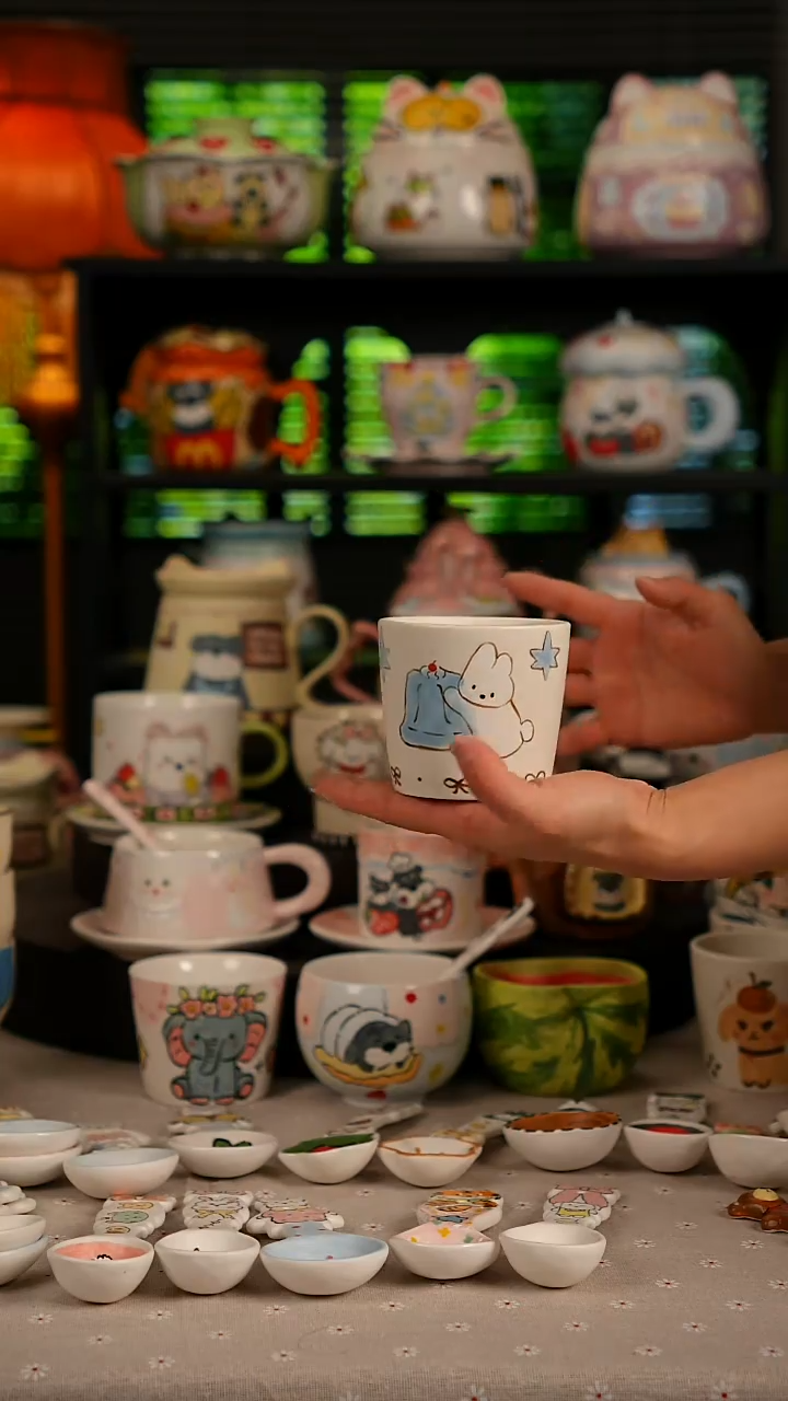 陶瓷无盖款景德镇高温釉下彩纯手绘创意瓷 默认微瑕 不退不换