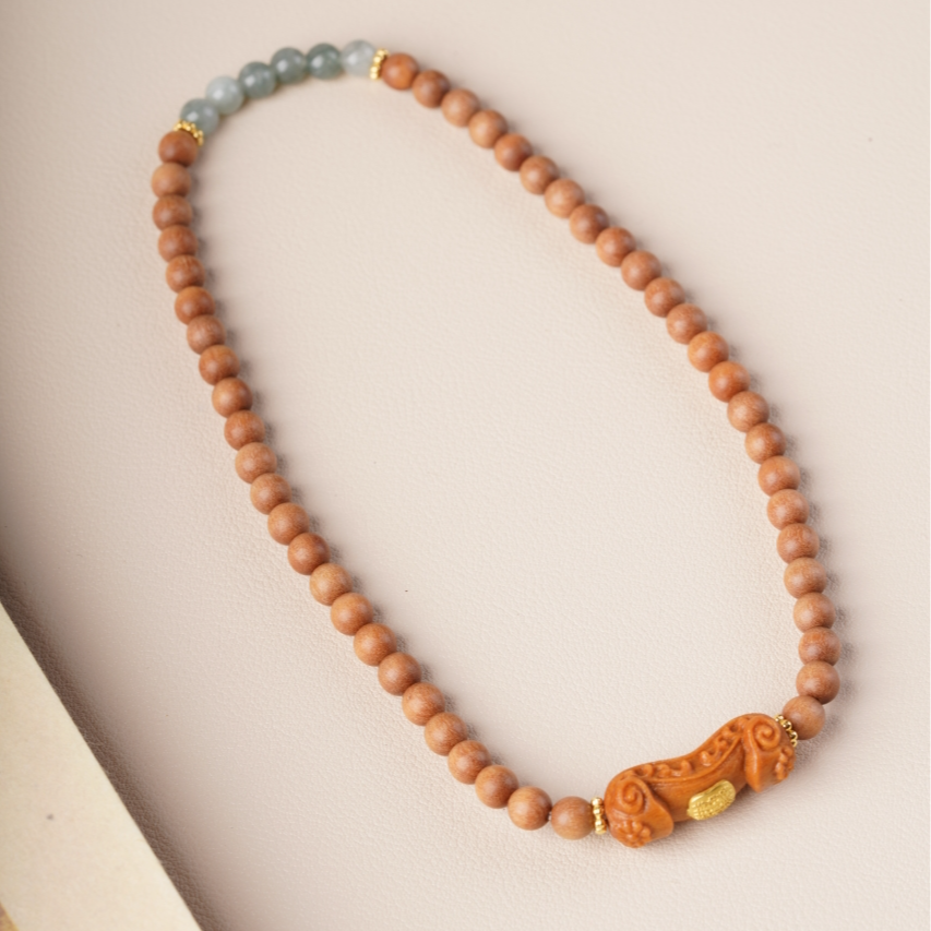 芭比檀双圈五条经设计款6mm新中式国风木质双圈手串