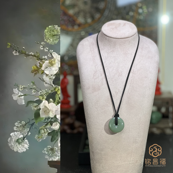 【冥想】纯天然和田玉新疆且末料平安扣赠绳（30mm）