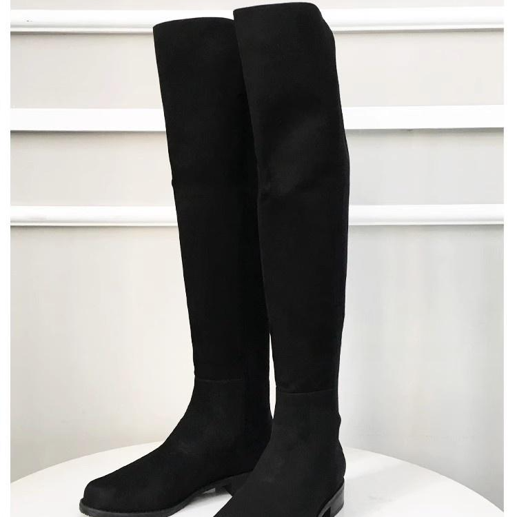 未使用 StuartWeitzman 花花特价 SW 5050 黑色麂皮 女靴