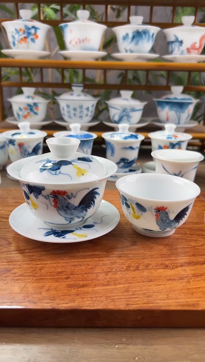 【闪购商品】微瑕公鸡180ml三才盖碗+主人君杯