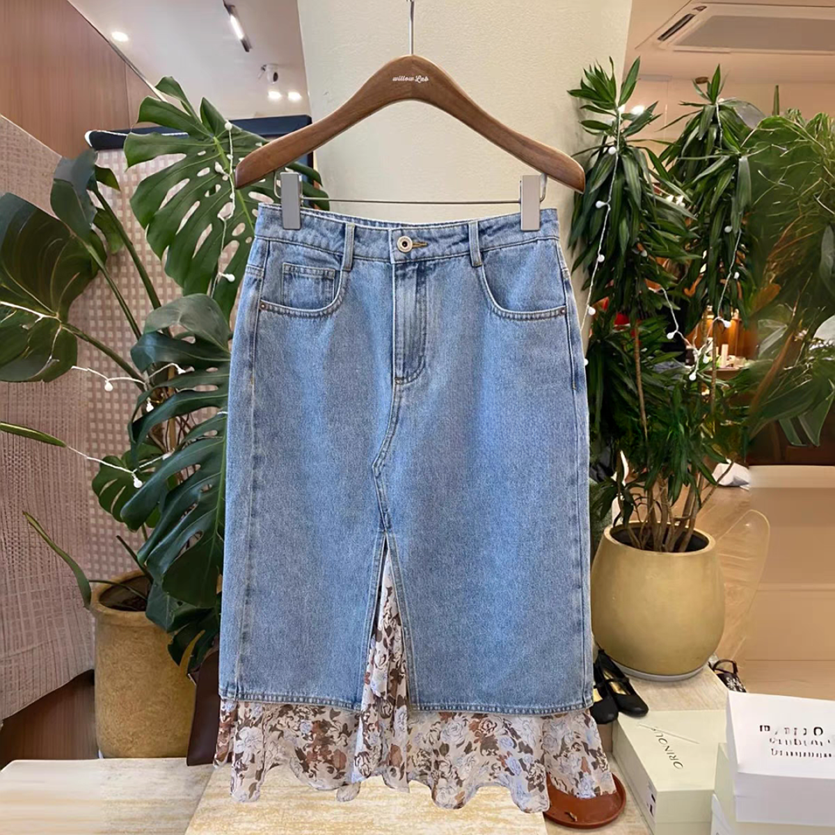 【Journal record · 25新款 牛仔拼接网纱半裙】