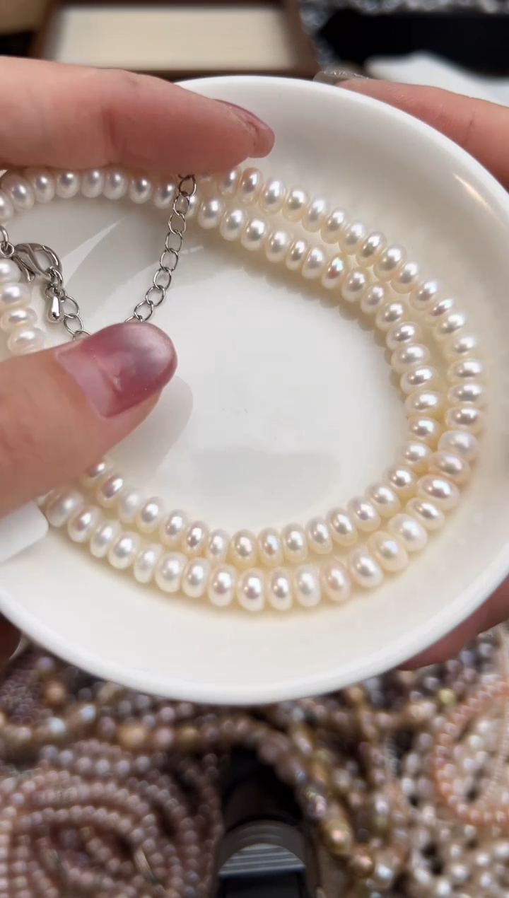 未镶嵌27淡水珍珠算无核*强光珍珠项链6mm左右