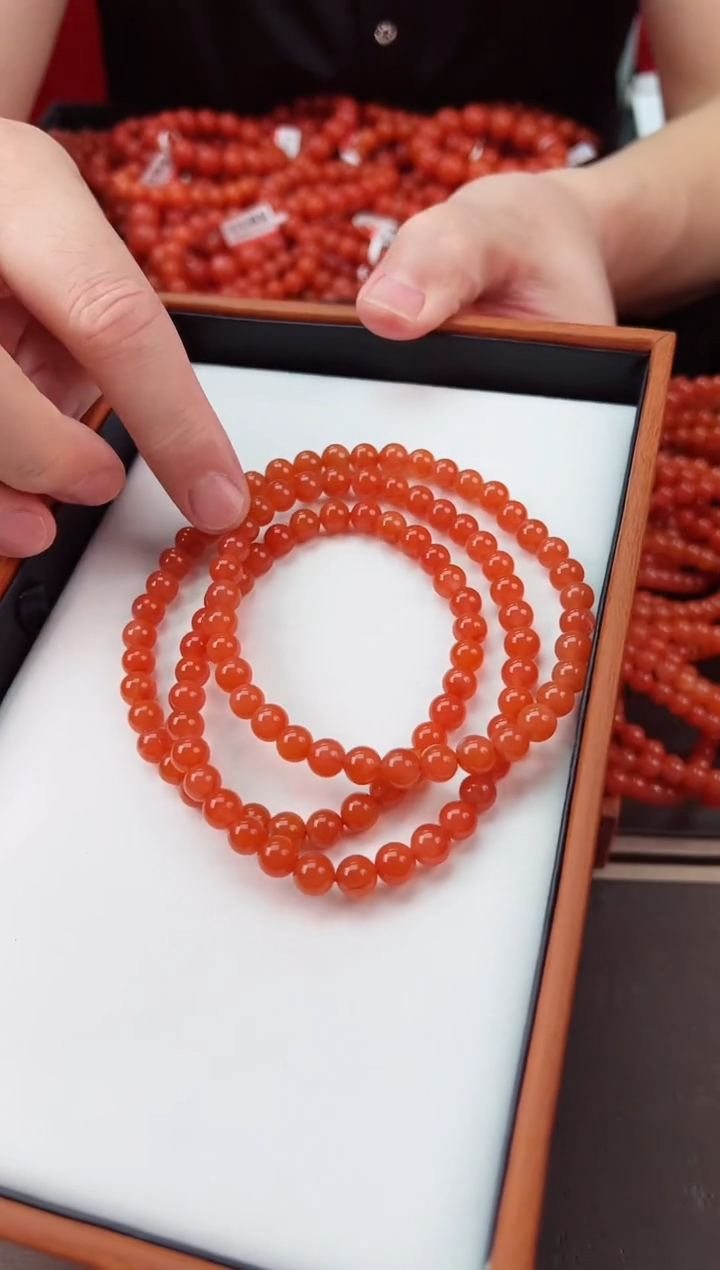 【闪购商品】南红玛瑙长串未镶嵌滴水洞亮光7+一条
