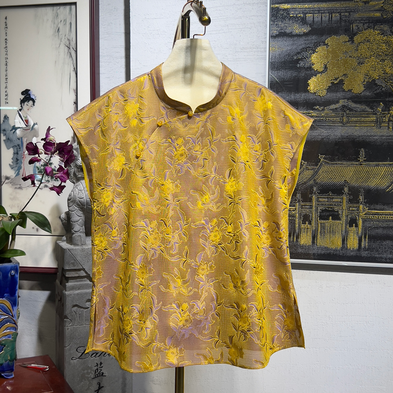 蓝大【 辰砂】桑蚕丝无袖上衣5095