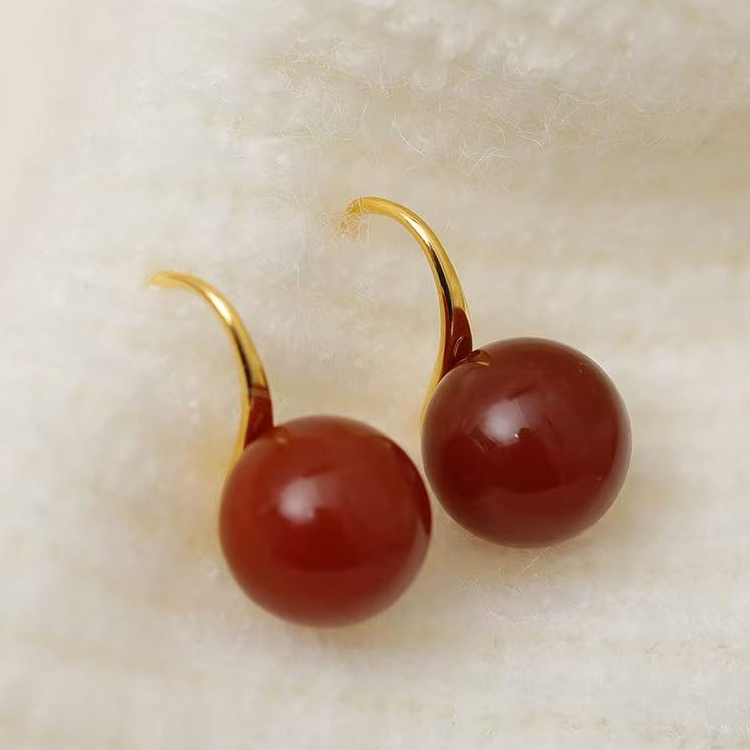 红色玛瑙高跟鞋耳环E1006