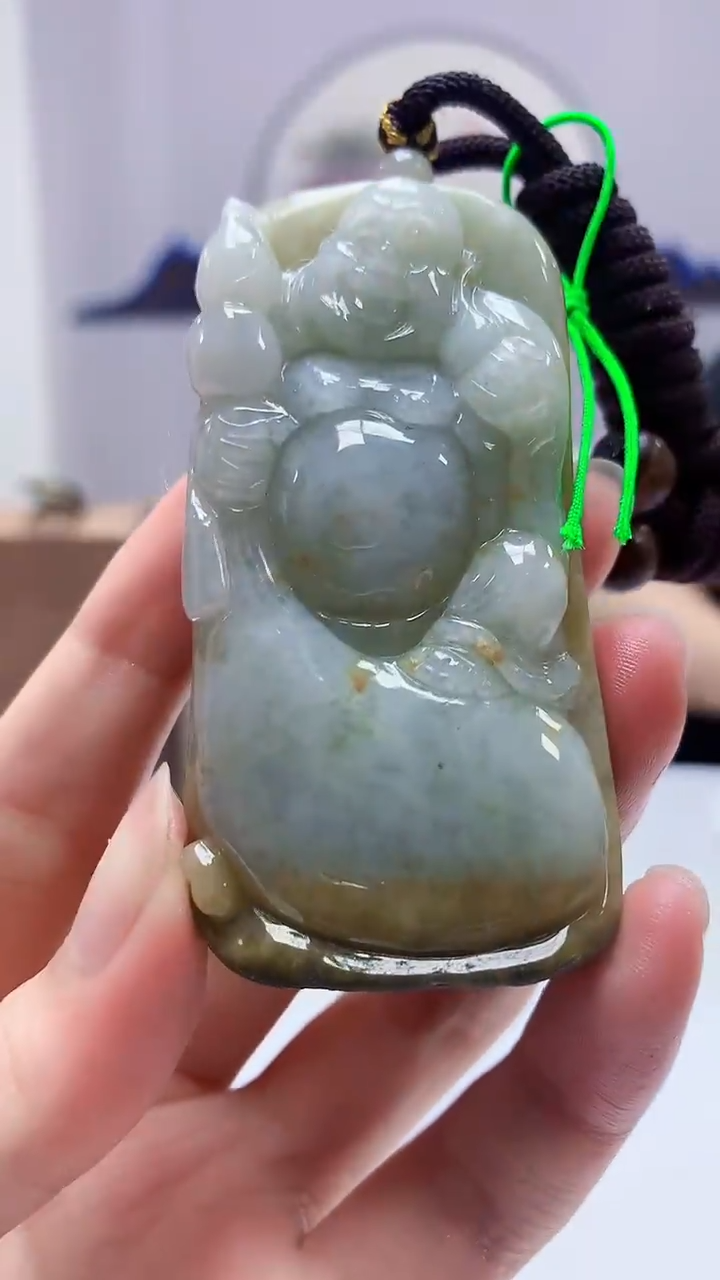 定制翡翠未镶嵌5060zm-毛货挂件佛公80