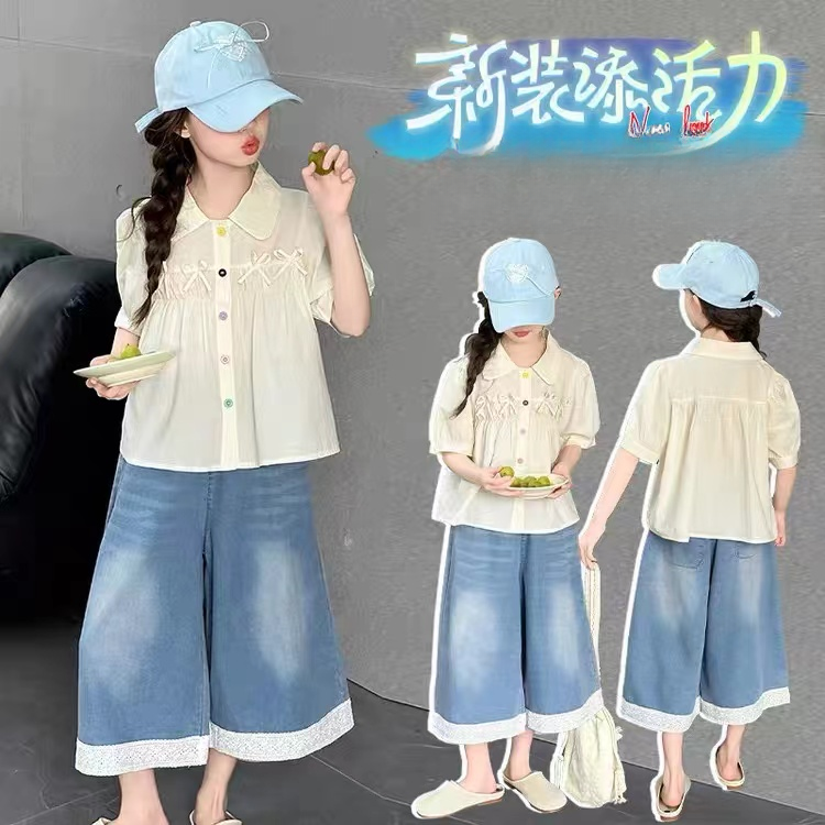 蝴蝶结棉布T恤衫745