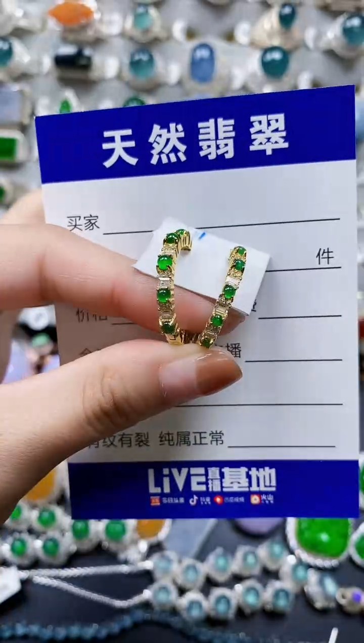 【闪购商品】翡翠耳饰银S925镶嵌0444