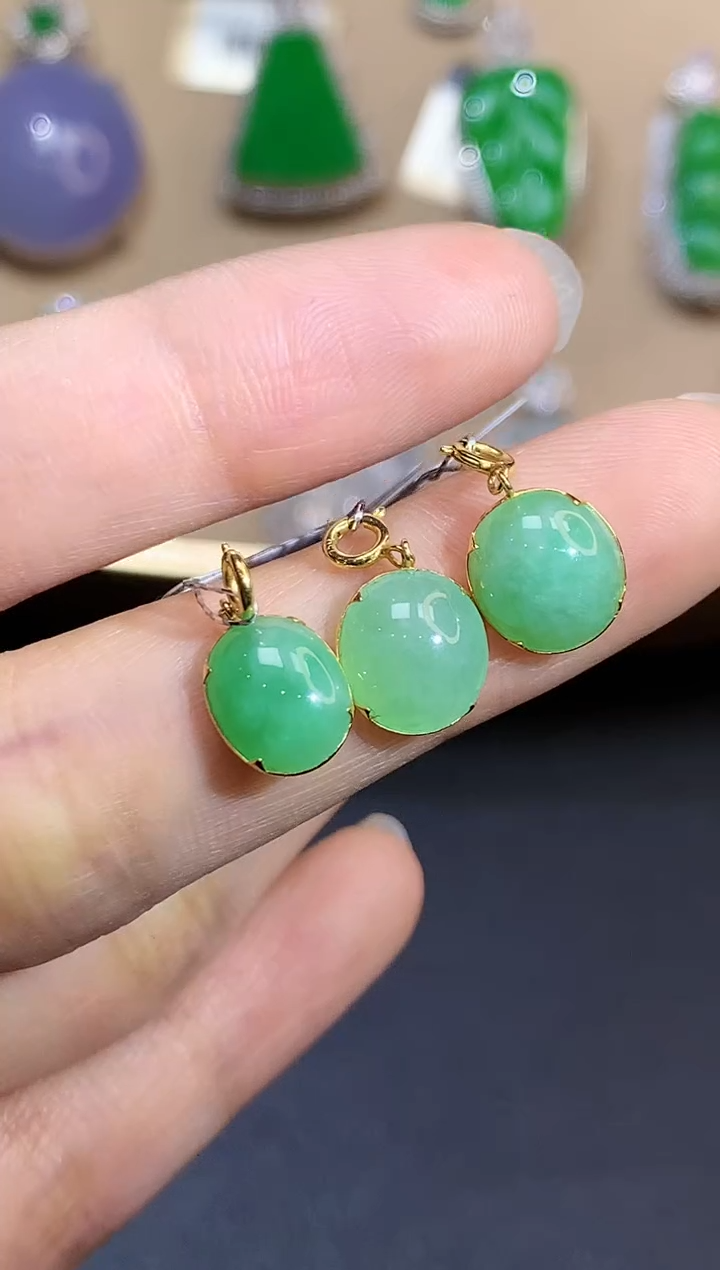 【闪购商品】翡翠吊坠(不含链)18K金镶嵌2029