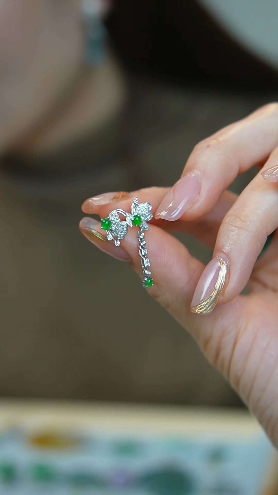 【闪购商品】翡翠耳饰18K金镶嵌76号-AB款/姿/3