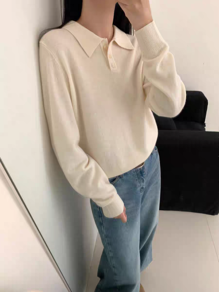 【济州岛】2025冬季：软糯纯色三粒扣翻领针织衫