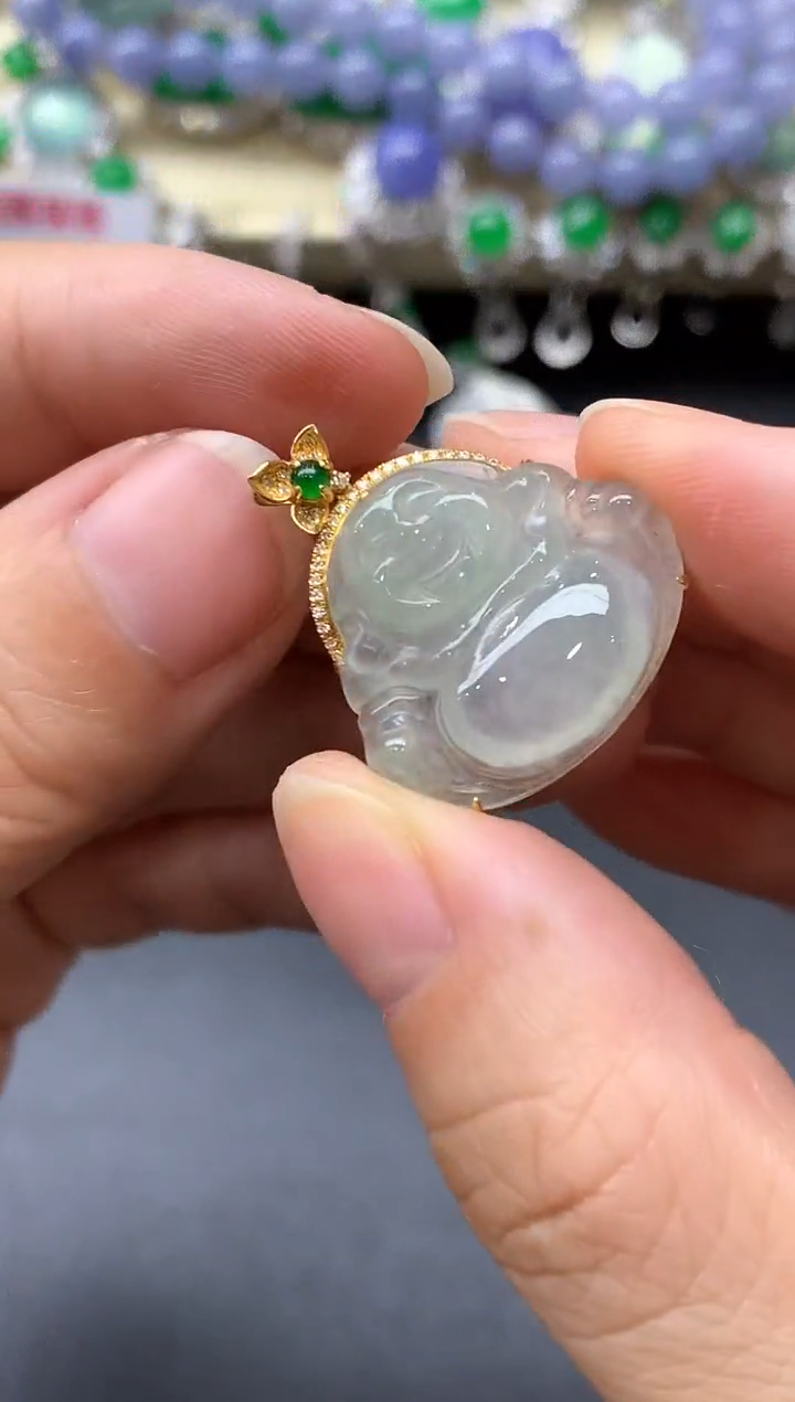 颈饰18K金镶嵌翡翠357-中国好珍宝