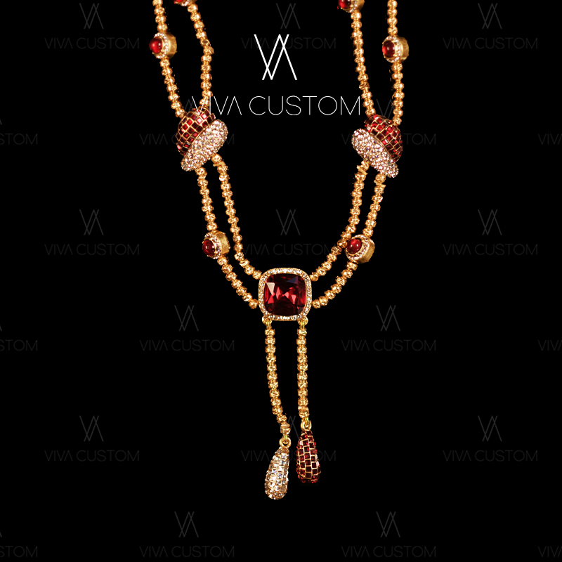 铜合金合成锆石项链 （鎏金岁月系列）时尚小众几何项链