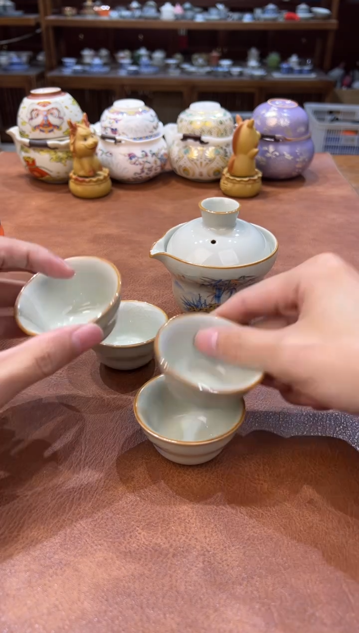 真的很便宜会开片的旅行茶具