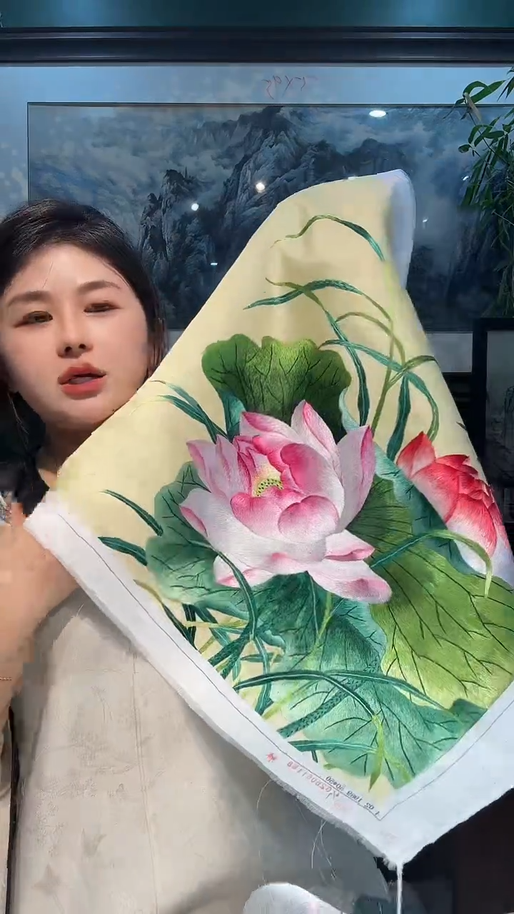 竖款非遗苏绣手工刺绣绣片