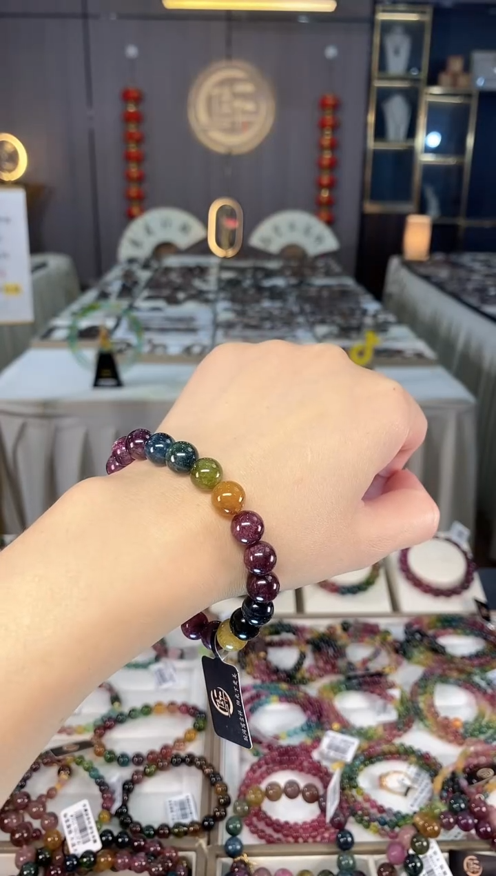 未镶嵌老矿碧玺色标单圈手串9mm+碧玺hon多样性发货一条