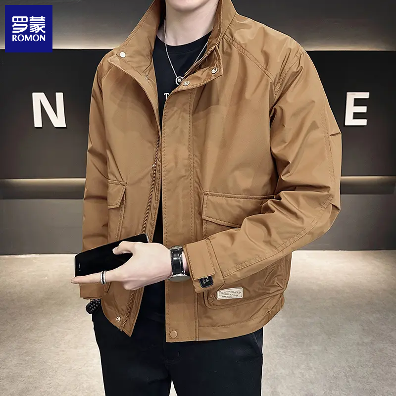 罗蒙秋季新款男装工装休闲立领夹克外套宽松休闲运动夹克外套男装