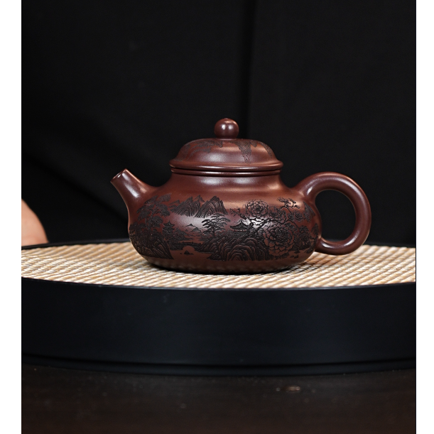 宜兴紫砂 容天 甲紫泥  300cc 