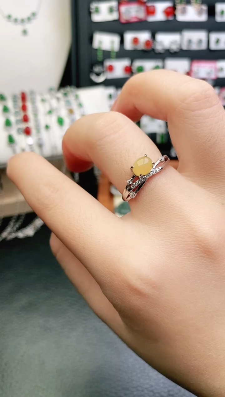 银S925镶嵌戒指翡翠0