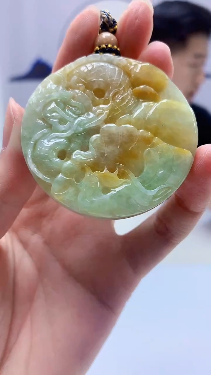 【闪购商品】定制翡翠未镶嵌4917zm-毛货挂件龙牌132