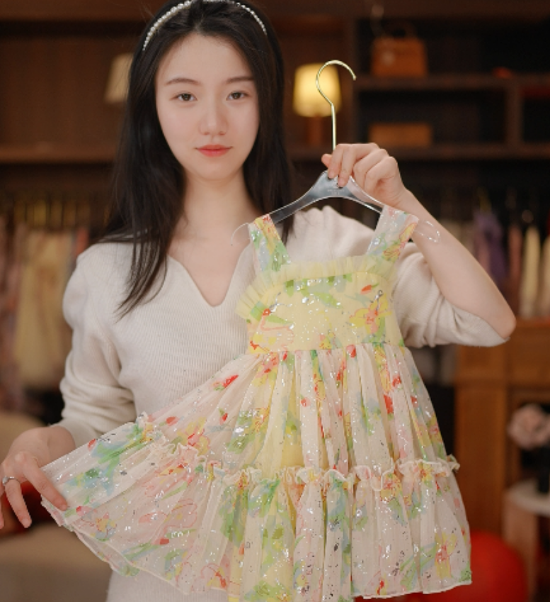 【Y.d6146】25夏季新款女童重工碎花仙气公主裙女宝甜美连衣裙