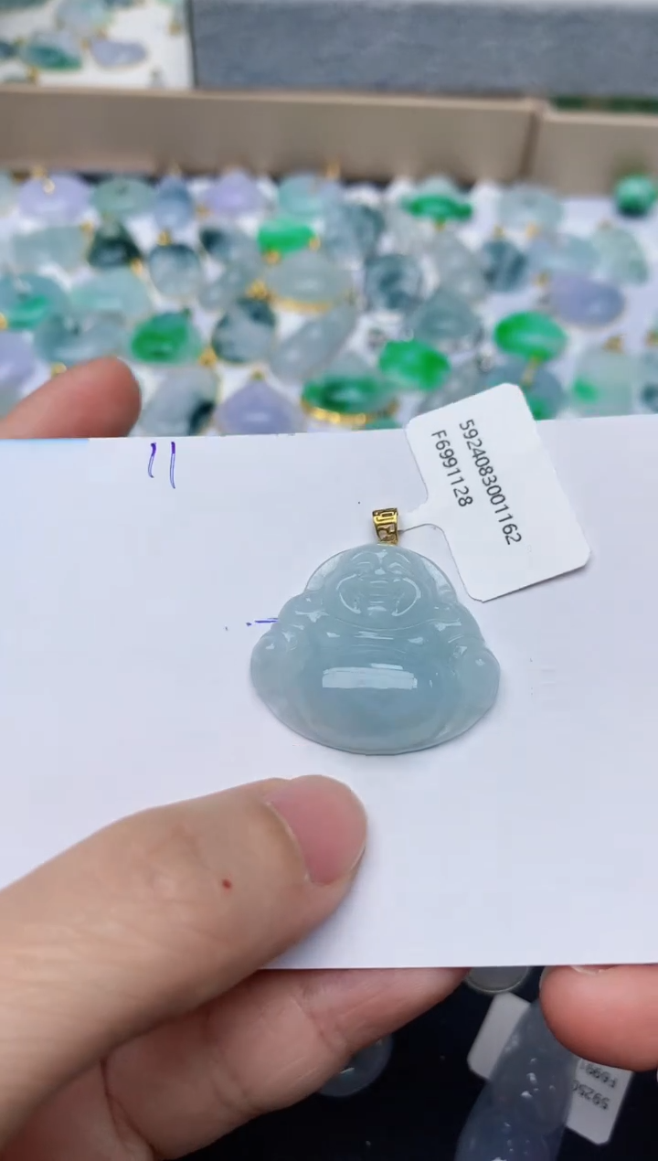 【闪购商品】翡翠颈饰18K金镶嵌天然翡翠A货    11