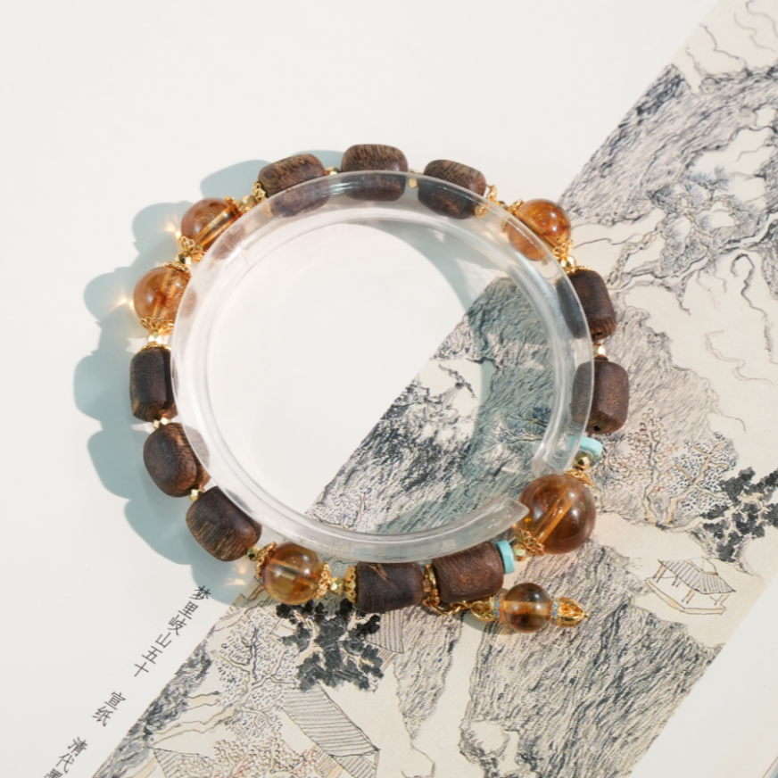 沉香奇楠沉香随行黄塔晶手串