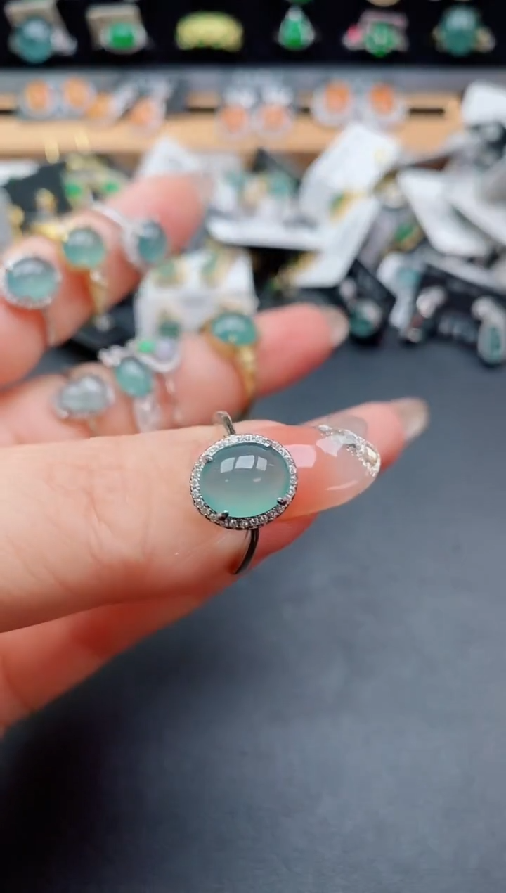 银S925镶嵌戒指翡翠1