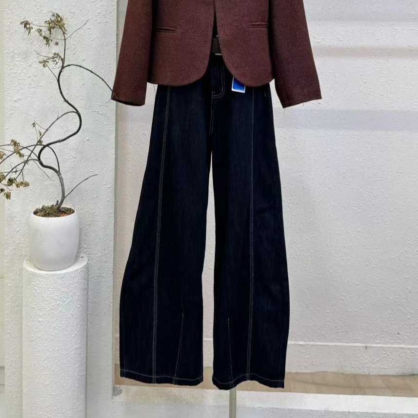 【苏兰文】美式复古休闲阔腿牛仔裤-6305