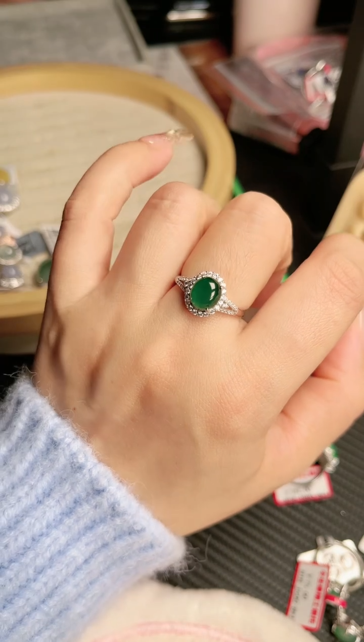 【闪购商品】翡翠戒指银S925镶嵌戒指