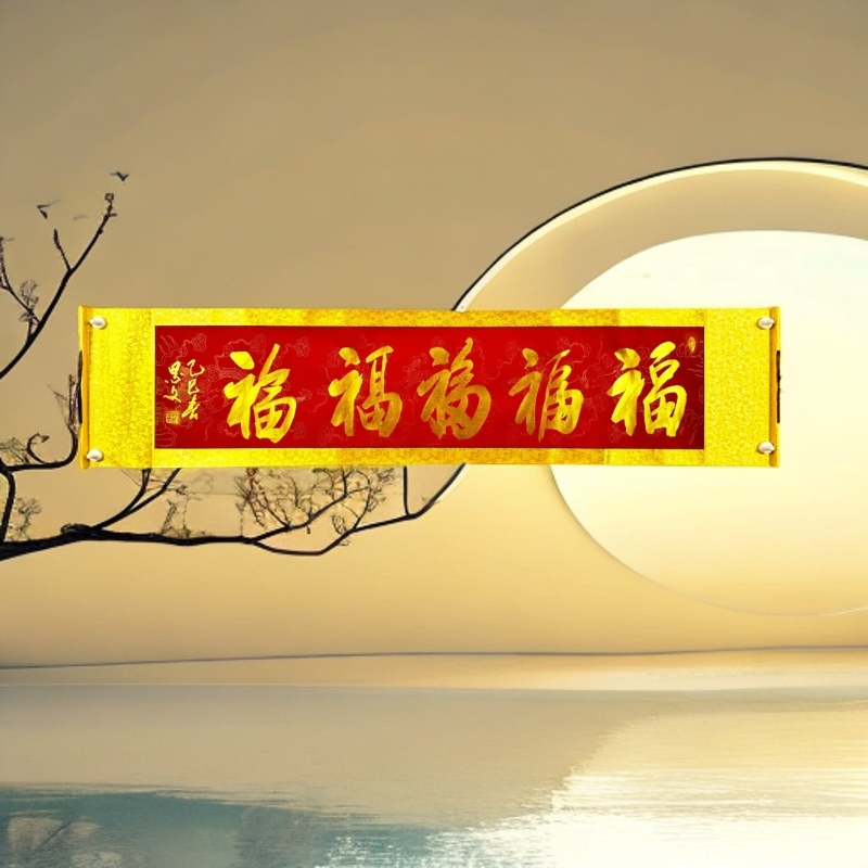 金五福-吴院长手绘书法卷轴