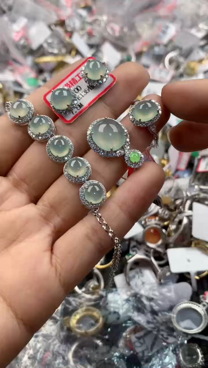 银S925镶嵌戒指翡翠1010---10