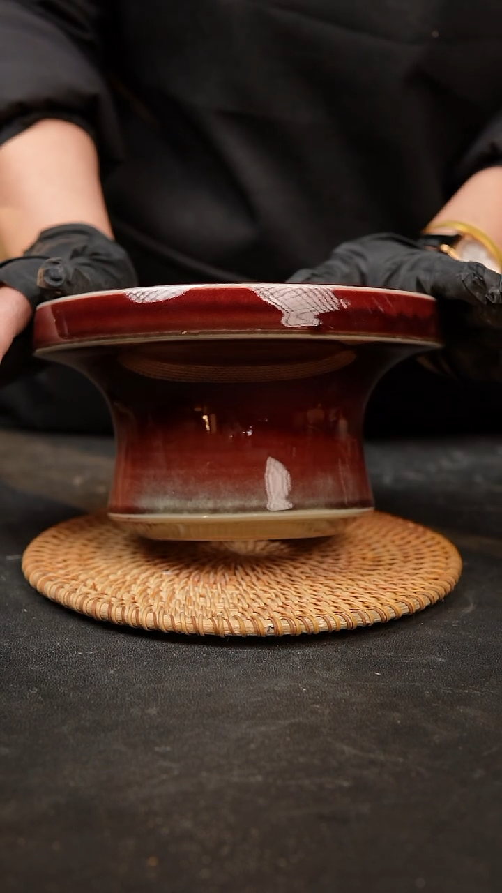 【闪购商品】瓷片泥泥手工花盆口17高10