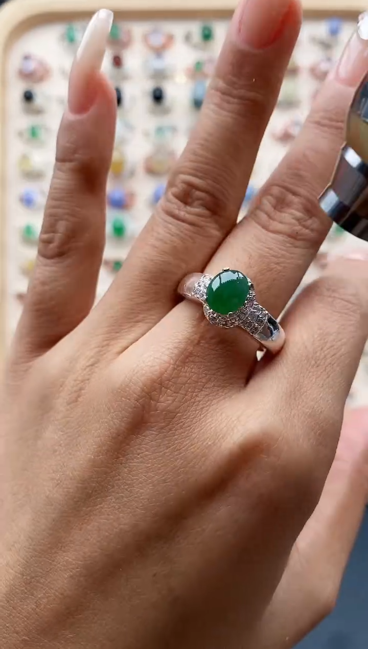 【闪购商品】翡翠戒指未镶嵌缅甸天然A货翡翠333  7+4