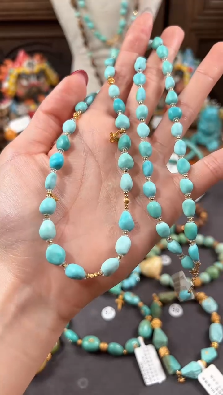 【闪购商品】绿松石颈饰18K金镶嵌绿松石项链