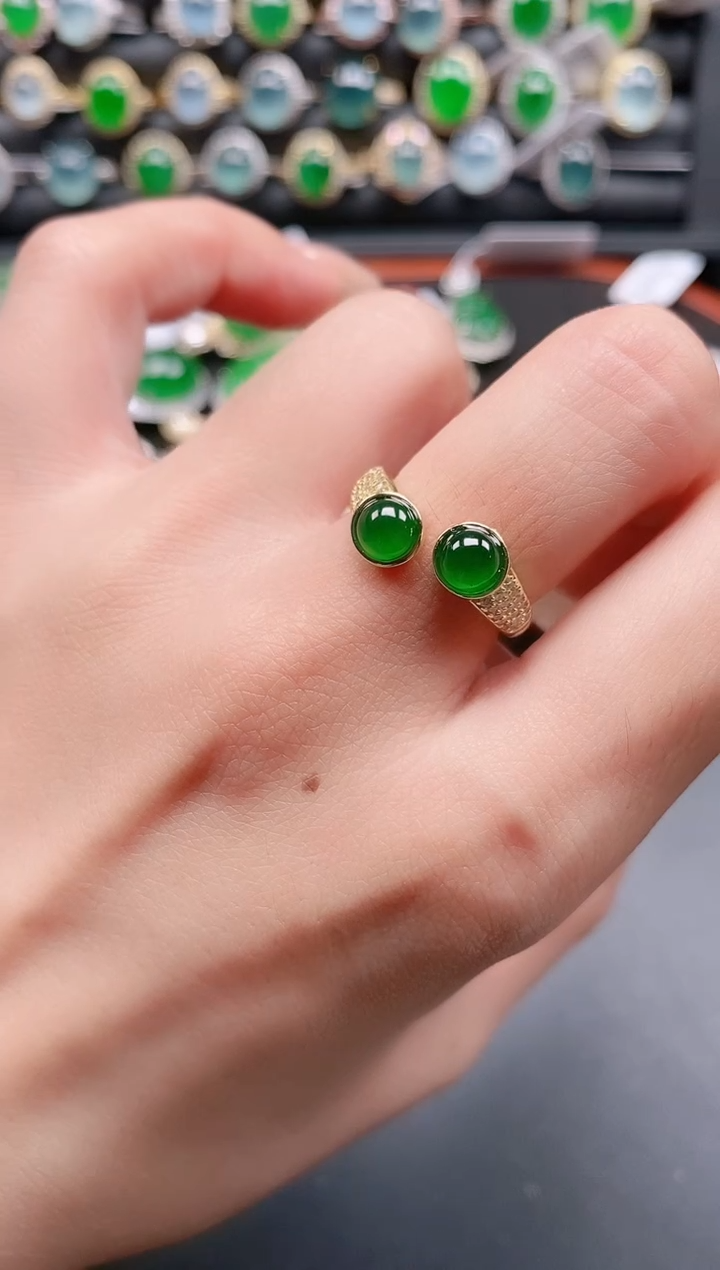 银S925镶嵌戒指翡翠1