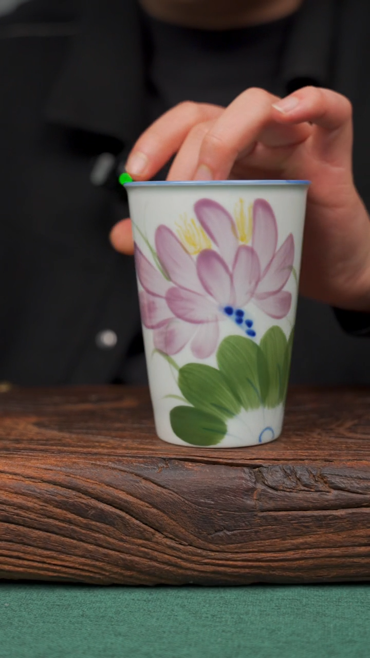 【闪购商品】瓷片34寻一缕瓷香杯釉下手工手绘瓷器