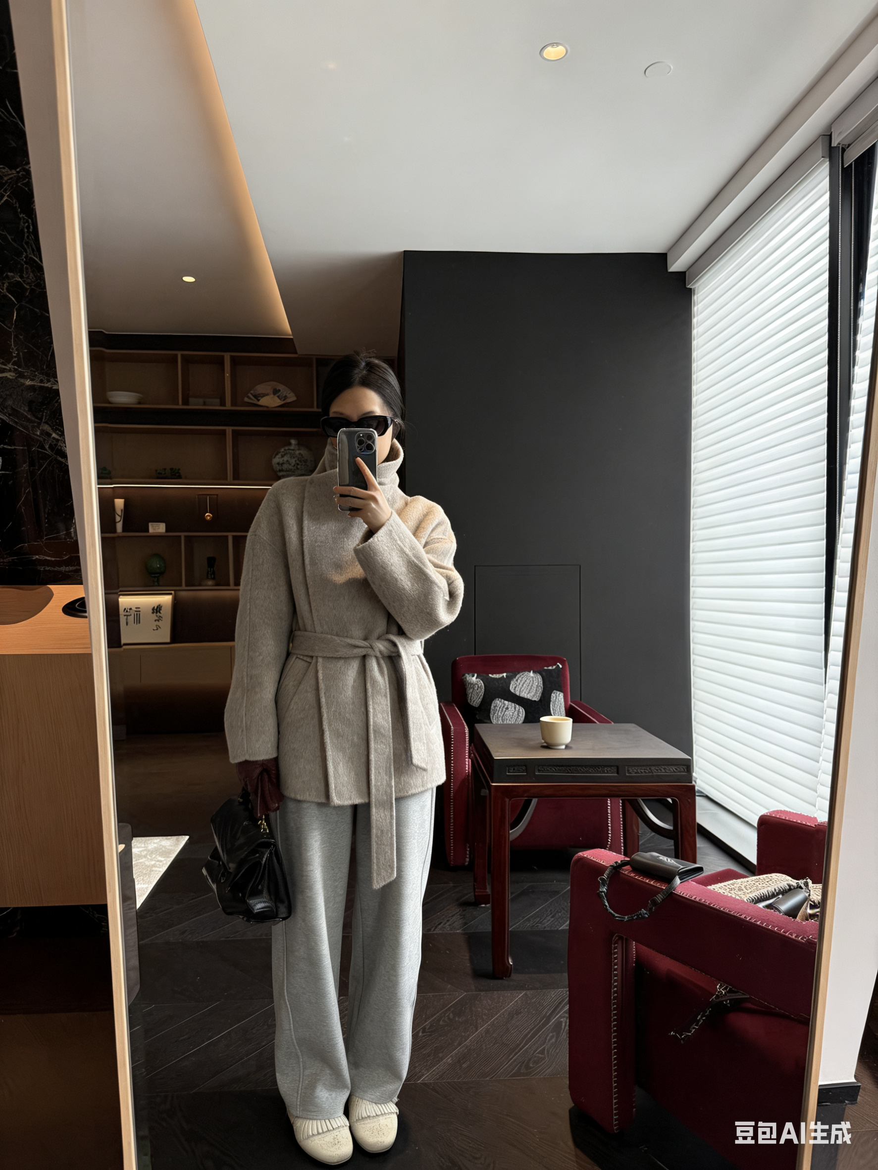 秋冬防风冬大衣羊驼毛桑蚕丝常规款毛呢外套小个子 9988-72