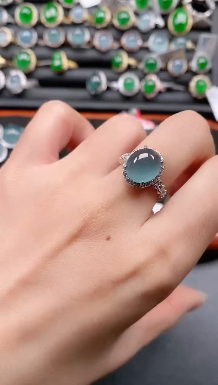 银S925镶嵌戒指翡翠1111111