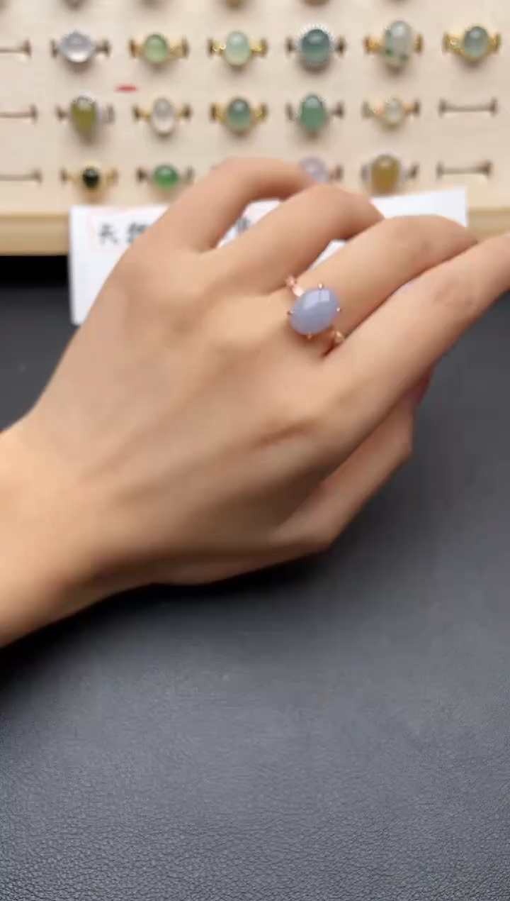 【闪购商品】翡翠戒指银S925镶嵌一物一证一礼盒