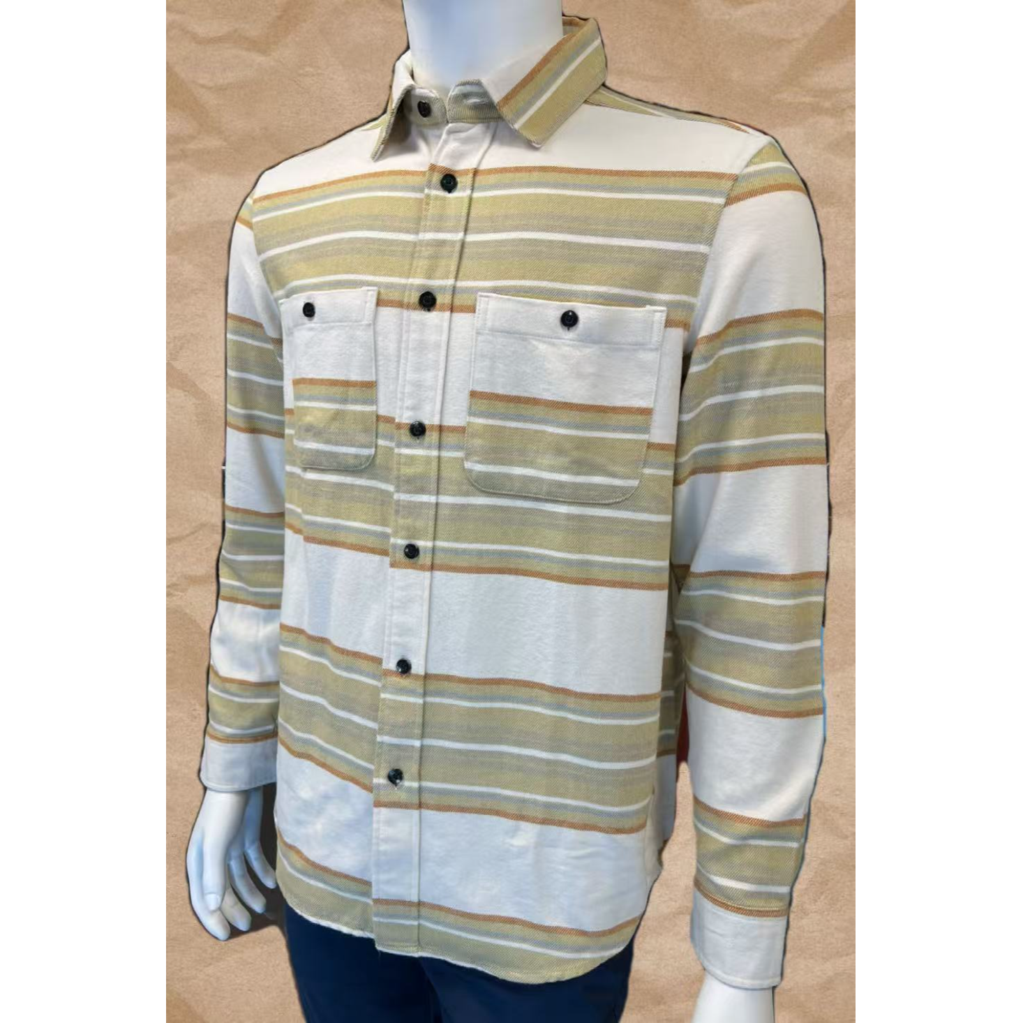 秋冬简风成人条纹男长袖衬衫