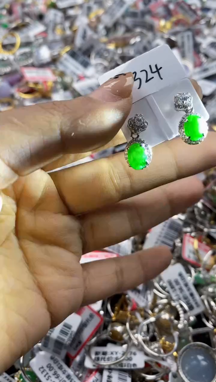 银S925镶嵌戒指翡翠666  4