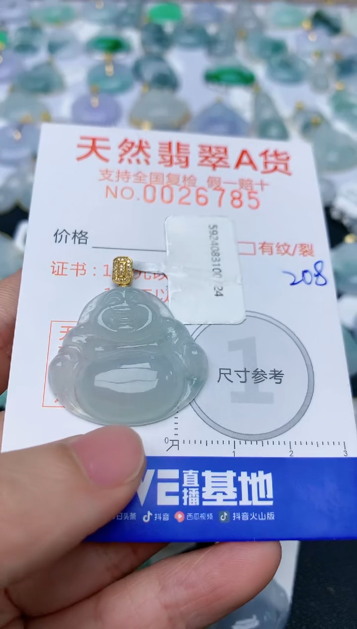 【闪购商品】翡翠颈饰18K金镶嵌天然翡翠A货    208