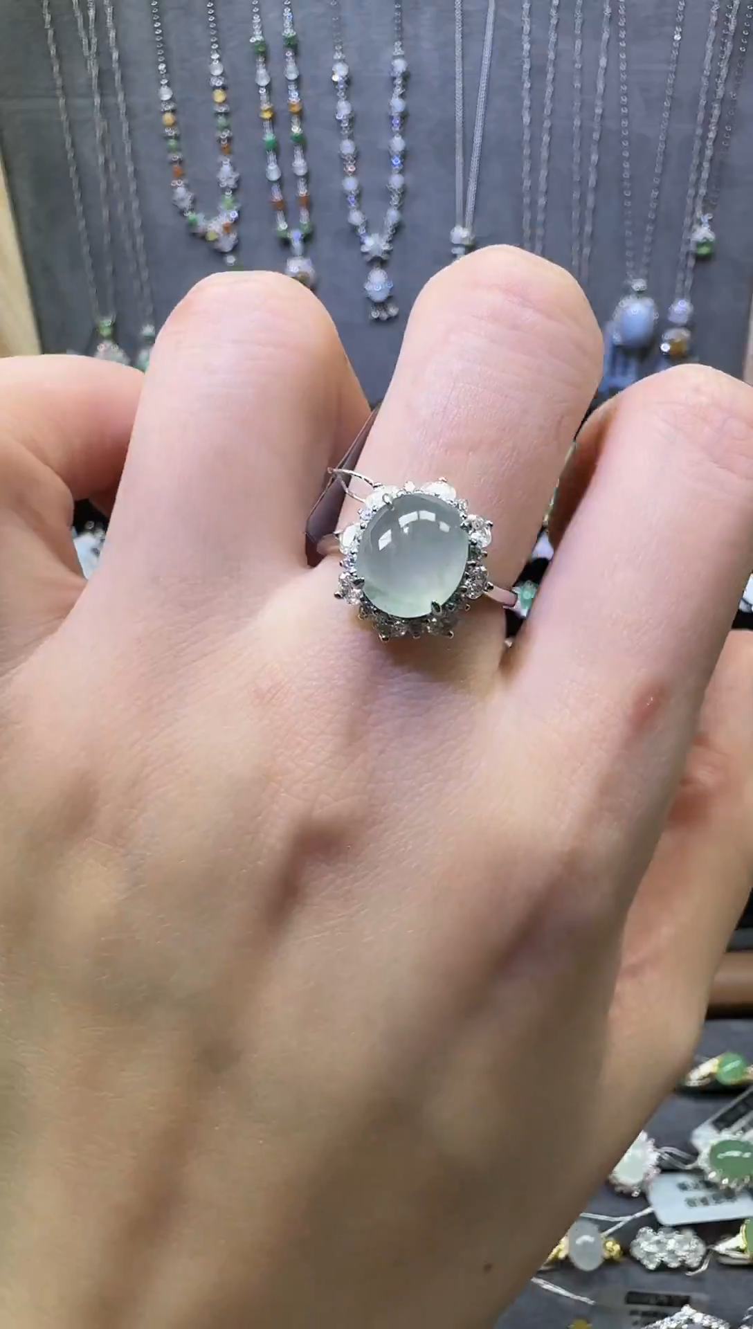 银S925镶嵌戒指翡翠戒指13