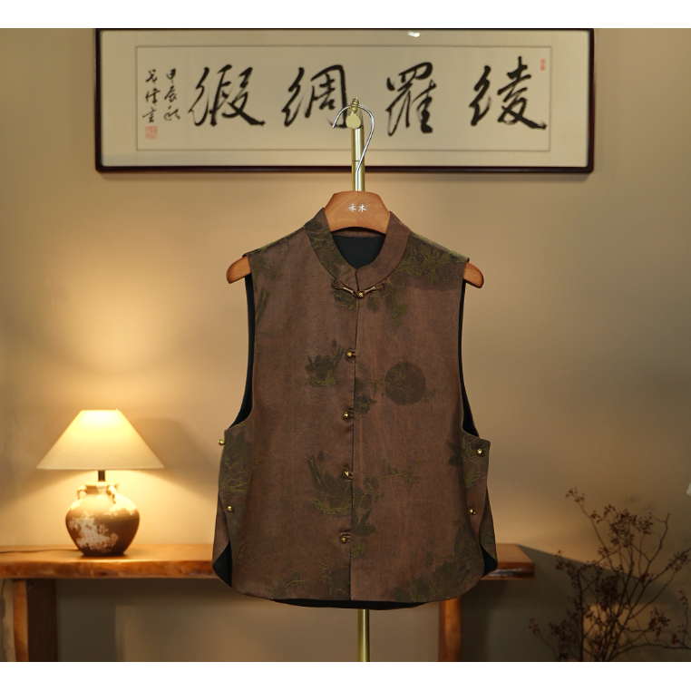 【寒夜钟声-香云纱马夹】中式国风香云纱马夹0482