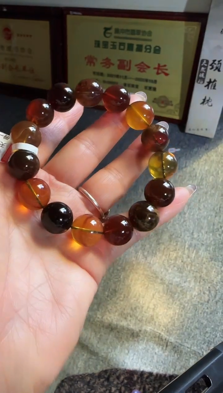 手串琥珀未镶嵌#35缅甸琥珀多宝手串14mm