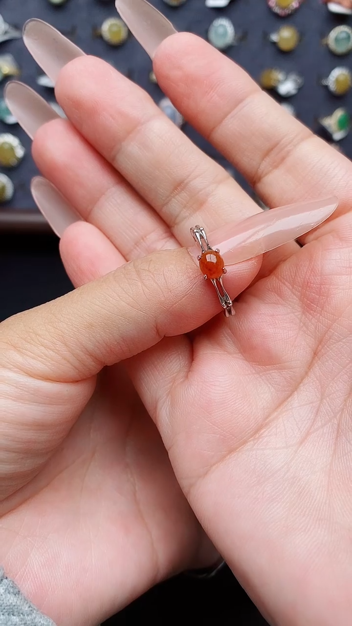 银S925镶嵌戒指翡翠天然A货翡翠111 